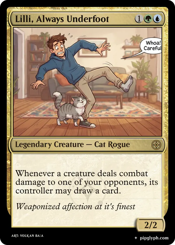 Lilli, Always Underfoot — custom MTG-style creature, rare rarity
