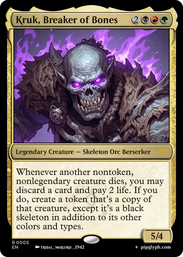 Kruk, Breaker of Bones — custom MTG-style creature, rare rarity
