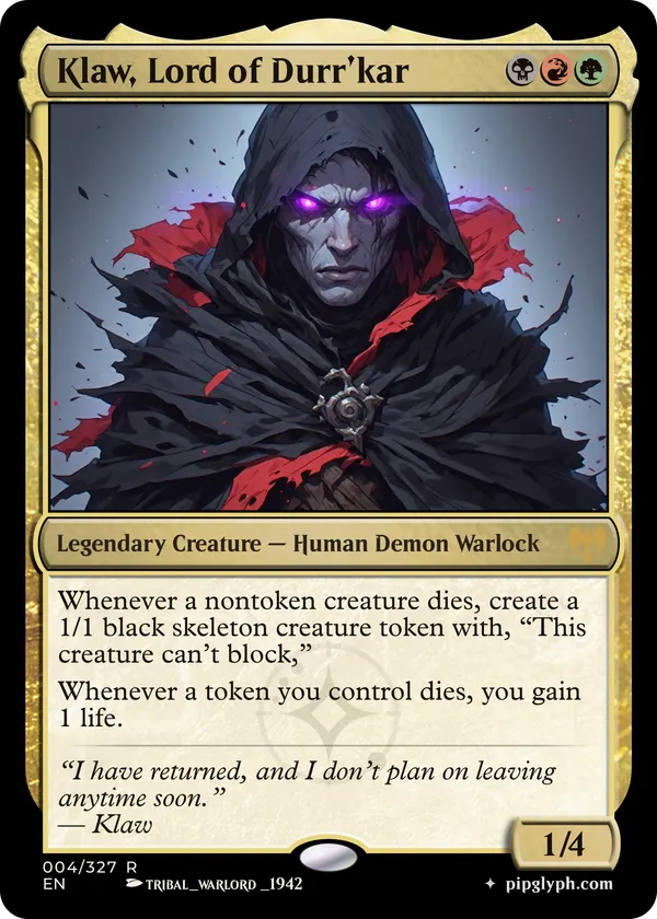 Klaw, Lord of Durr’kar — custom MTG-style creature, rare rarity