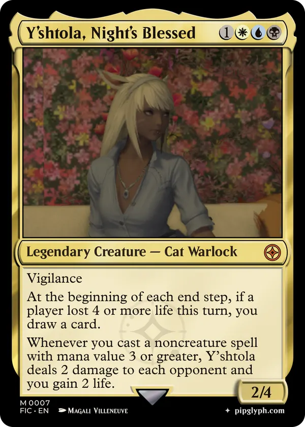 Y’shtola, Night’s Blessed — custom MTG-style creature, mythic rarity