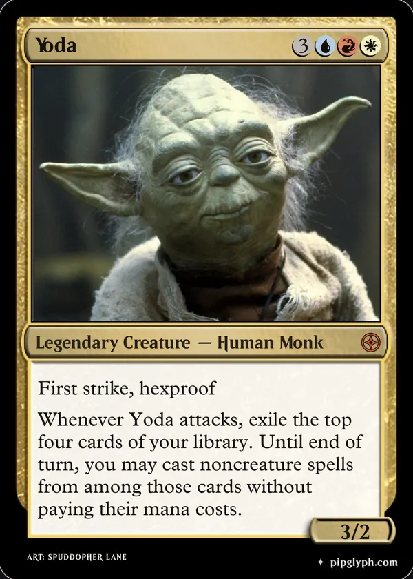 Yoda — custom MTG-style creature, mythic rarity