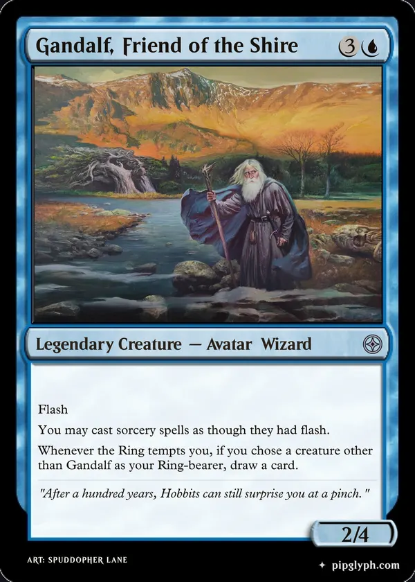Gandalf, Friend of the Shire — custom MTG-style creature, uncommon rarity
