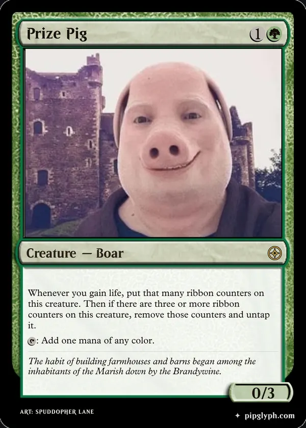 Prize Pig — custom MTG-style creature, rare rarity