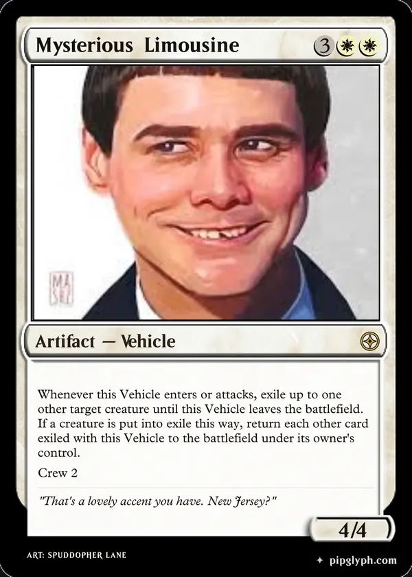 Mysterious Limousine — custom MTG-style artifact, rare rarity