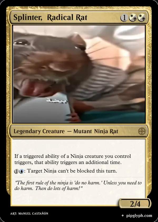 Splinter, Radical Rat — custom MTG-style creature, rare rarity