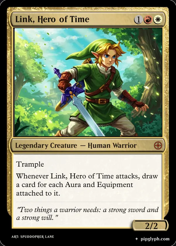 Link, Hero of Time — custom MTG-style creature, mythic rarity