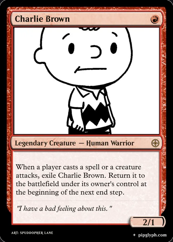 Charlie Brown — custom MTG-style creature, rare rarity