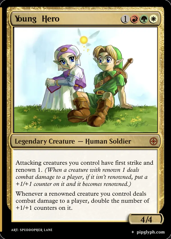 Young Hero — custom MTG-style creature, mythic rarity