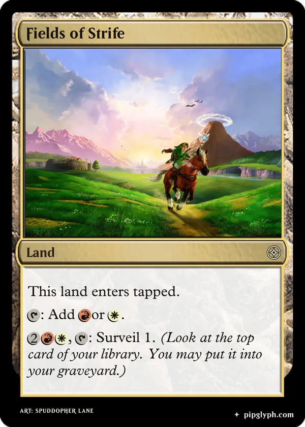 Fields of Strife — custom MTG-style land, common rarity