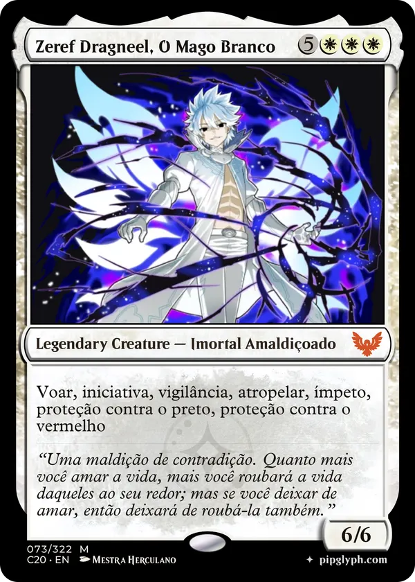 Zeref Dragneel, O Mago Branco — custom MTG-style creature, mythic rarity