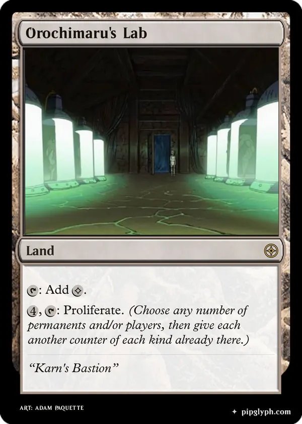 Orochimaru's Lab — custom MTG-style land, rare rarity