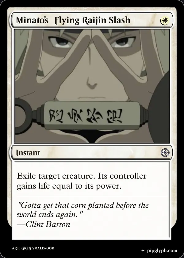 Minato’s Flying Raijin Slash — custom MTG-style instant, uncommon rarity