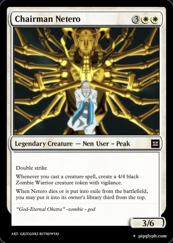 Chairman Netero — custom MTG-style creature, mythic rarity