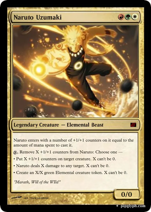 Naruto Uzumaki — custom MTG-style creature, mythic rarity