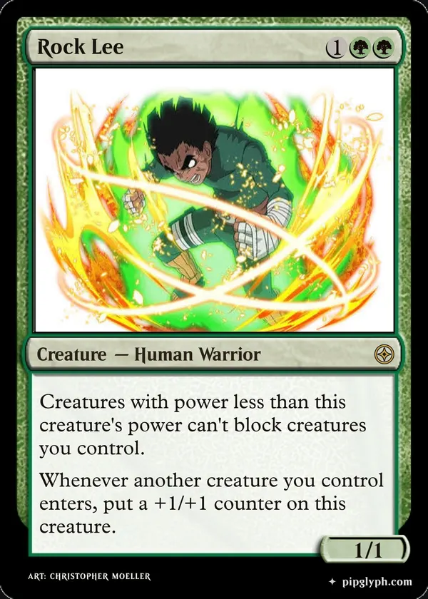 Rock Lee — custom MTG-style creature, rare rarity