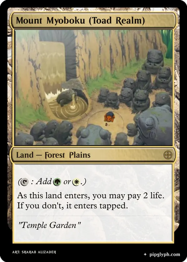 Mount Myoboku (Toad Realm) — custom MTG-style land, rare rarity