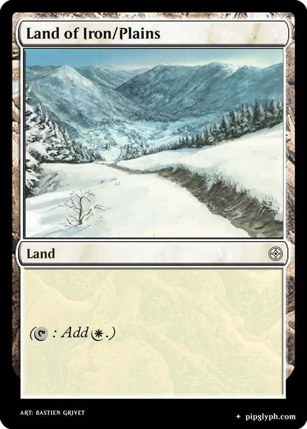 Land of Iron/Plains — custom MTG-style land, common rarity