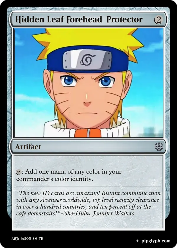 Hidden Leaf Forehead Protector — custom MTG-style artifact, uncommon rarity