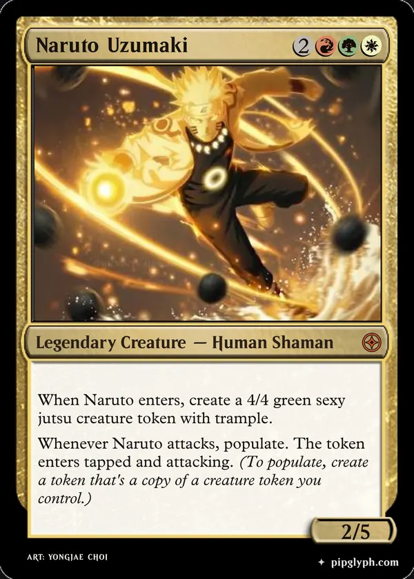 Naruto Uzumaki — custom MTG-style creature, mythic rarity