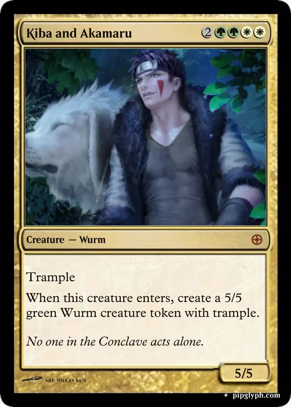Kiba and Akamaru — custom MTG-style creature, mythic rarity