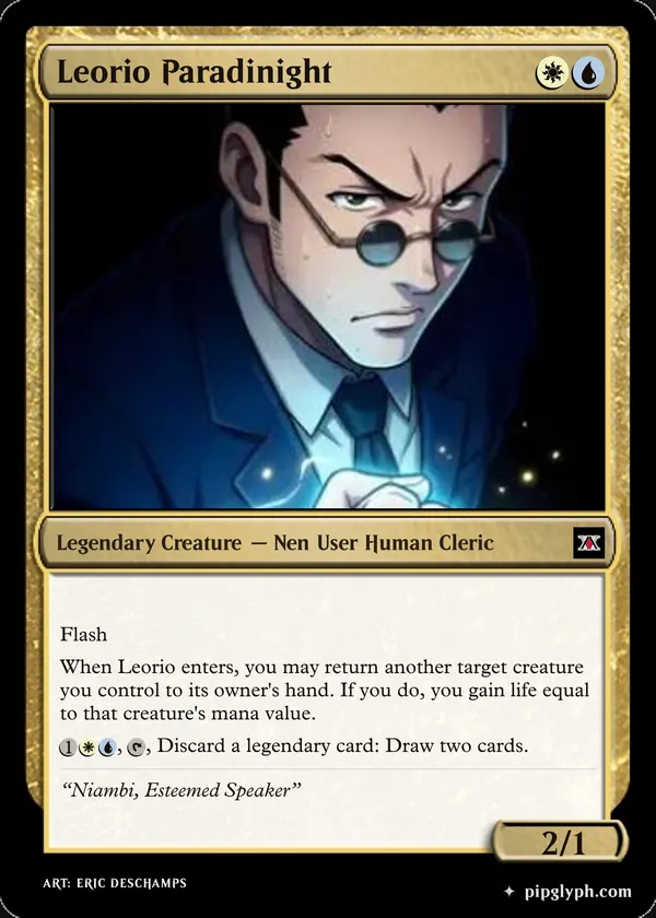 Leorio Paradinight — custom MTG-style creature, rare rarity