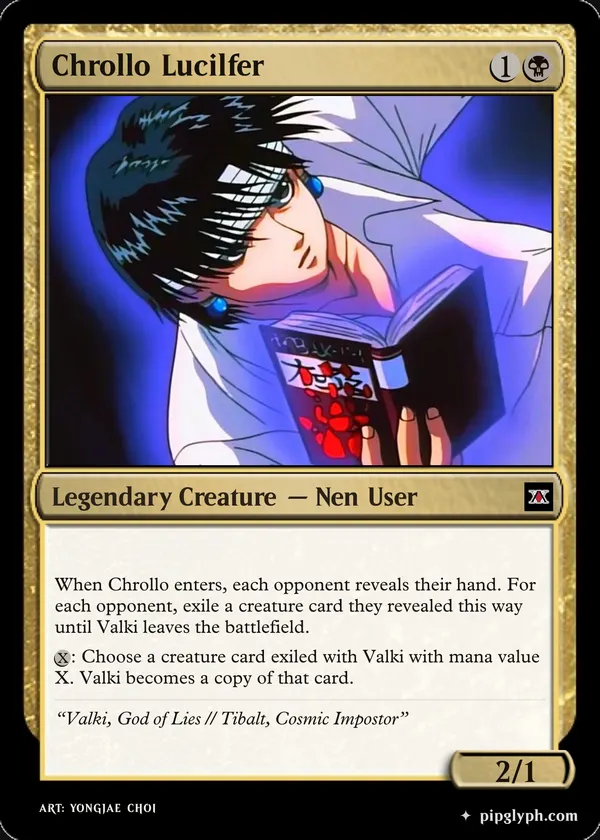 Chrollo Lucilfer — custom MTG-style creature, mythic rarity