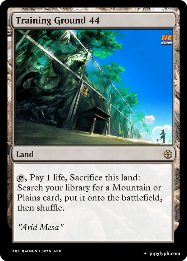 Training Ground 44 — custom MTG-style land, rare rarity