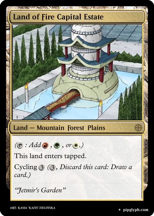 Land of Fire Capital Estate — custom MTG-style land, rare rarity