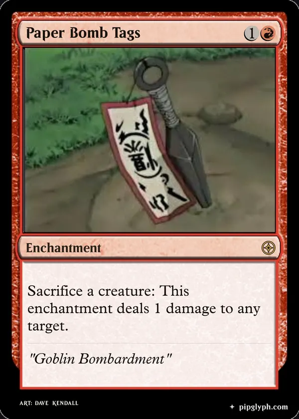Paper Bomb Tags — custom MTG-style enchantment, rare rarity