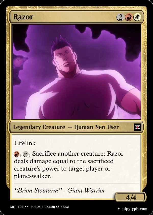 Razor — custom MTG-style creature, rare rarity