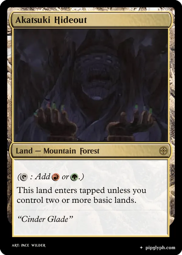 Akatsuki Hideout — custom MTG-style land, rare rarity