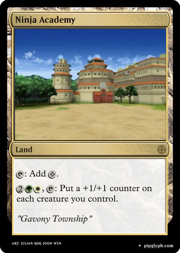 Ninja Academy — custom MTG-style land, rare rarity