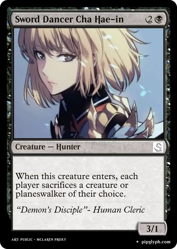 Sword Dancer Cha Hae-in — custom MTG-style creature, common rarity