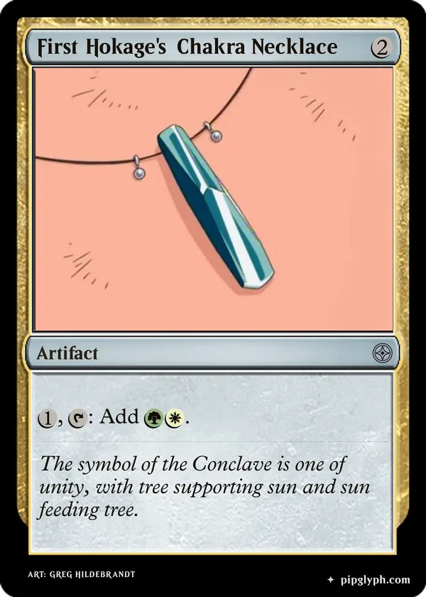 First Hokage's Chakra Necklace — custom MTG-style artifact, uncommon rarity