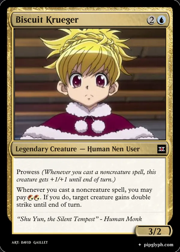 Biscuit Krueger — custom MTG-style creature, rare rarity