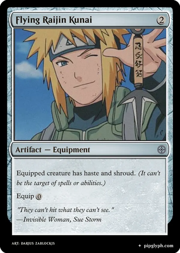 Flying Raijin Kunai — custom MTG-style artifact, uncommon rarity