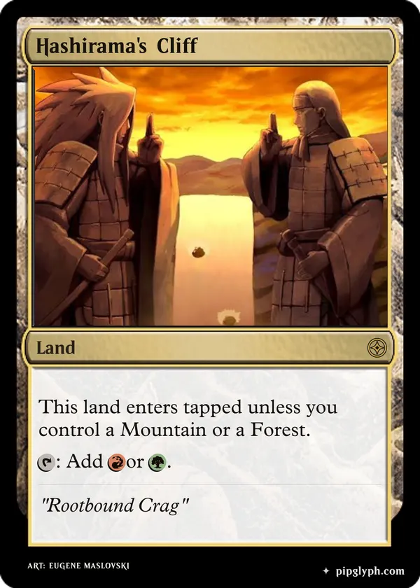 Hashirama's Cliff — custom MTG-style land, rare rarity