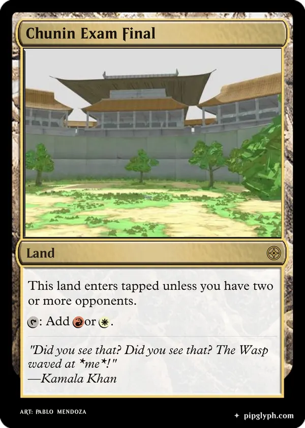 Chunin Exam Final — custom MTG-style land, rare rarity