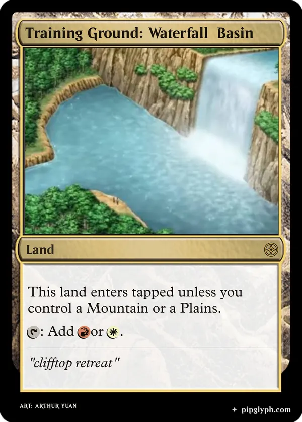 Training Ground: Waterfall Basin — custom MTG-style land, rare rarity