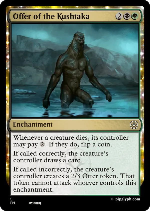 Offer of the Kushtaka — custom MTG-style enchantment, common rarity