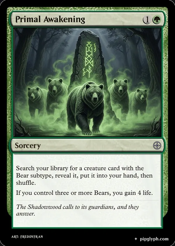 Primal Awakening — custom MTG-style sorcery, uncommon rarity