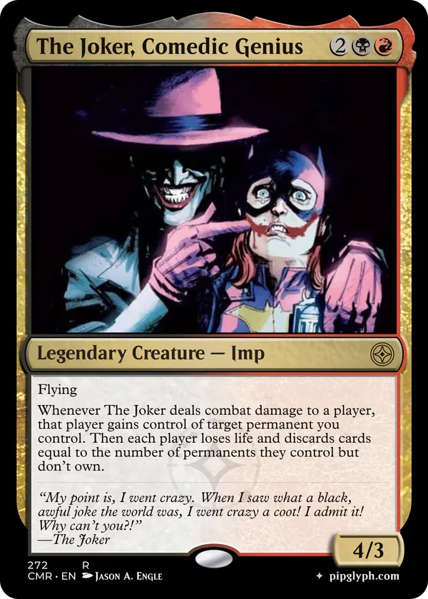 The Joker, Comedic Genius — custom MTG-style creature, rare rarity
