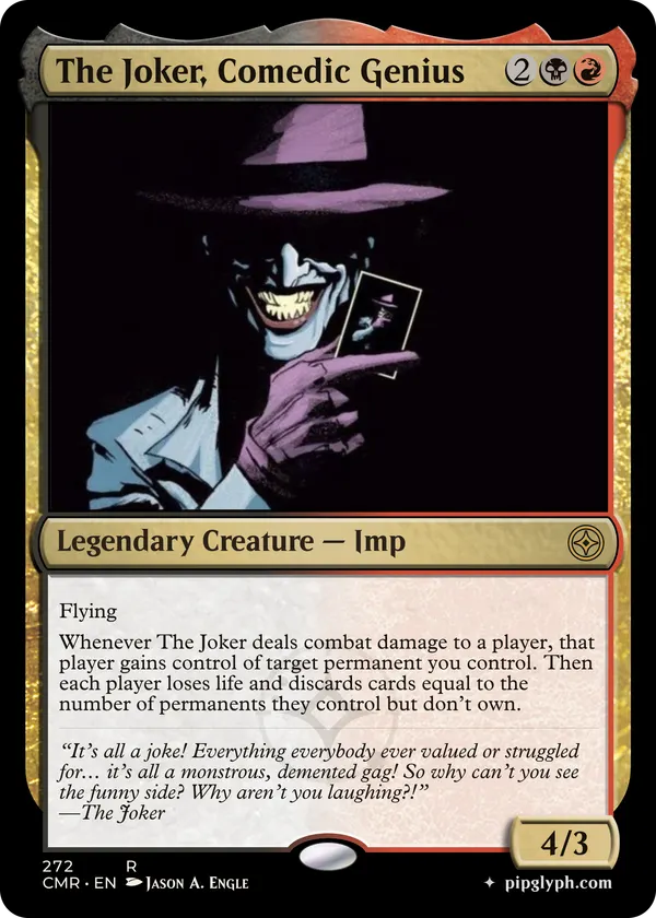 The Joker, Comedic Genius — custom MTG-style creature, rare rarity