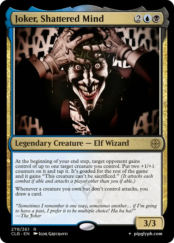 Joker, Shattered Mind — custom MTG-style creature, rare rarity