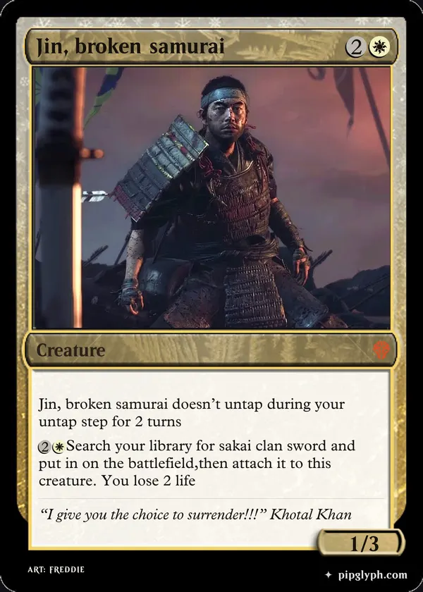 Jin, broken samurai — custom MTG-style creature, mythic rarity