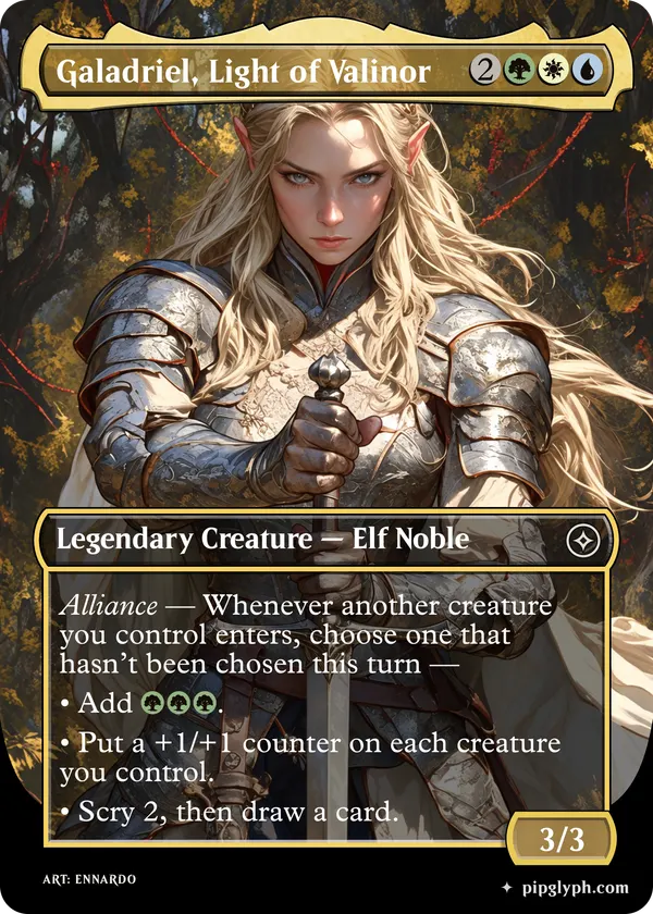 Galadriel, Light of Valinor — custom MTG-style creature, common rarity