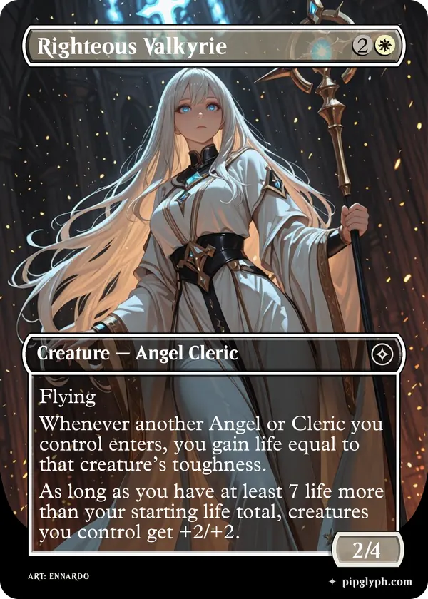 Righteous Valkyrie — custom MTG-style creature, common rarity