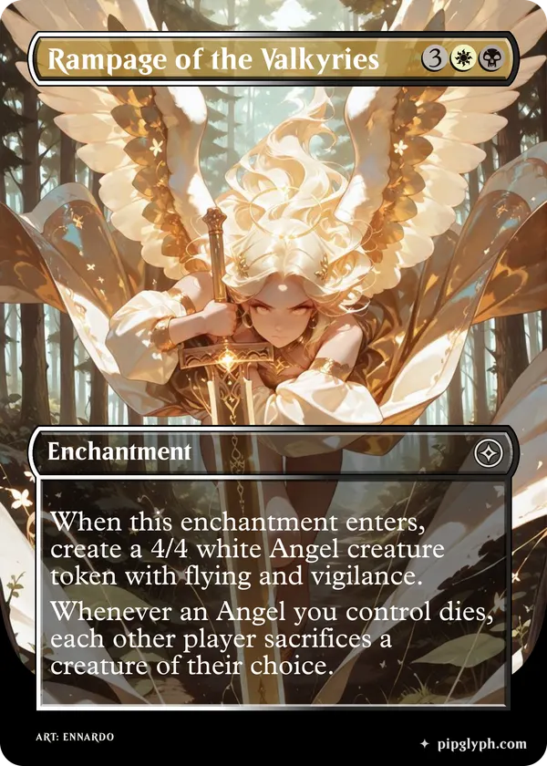 Rampage of the Valkyries — custom MTG-style enchantment, common rarity