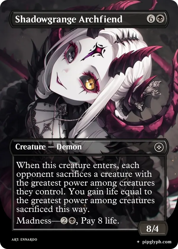 Shadowgrange Archfiend — custom MTG-style creature, common rarity