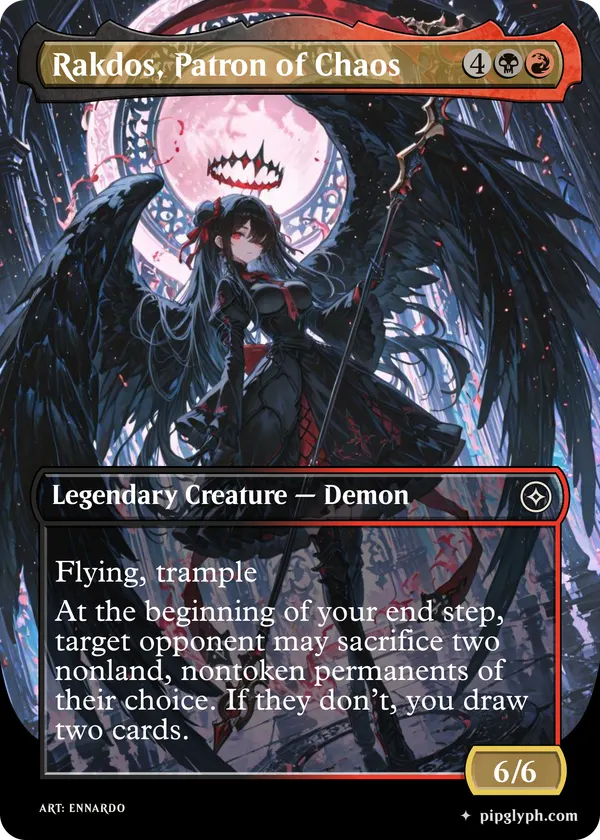 Rakdos, Patron of Chaos — custom MTG-style creature, common rarity